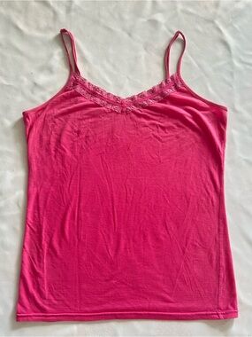 Y2K Xhilaration Medium Pink Cami Lace Trim Decorative Buttons Adjustable Straps